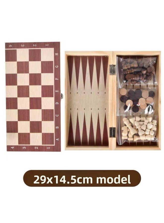 Three-in-one wooden wood chess checkers backgammon game folding portable chess toy